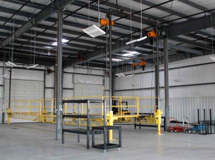 Shipshewana RV Service CEnter Interior bays and scaffolding