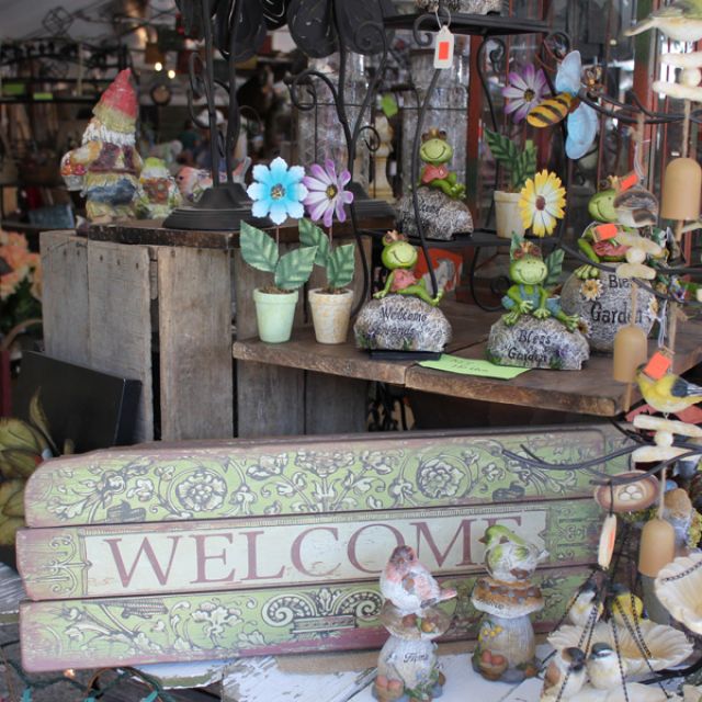 Welcome Sign and Home Decor at Shipshewana Flea Market in Shipshewana, Indiana