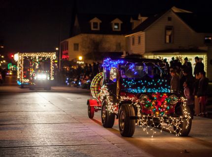Light Parade floats go down Main Street for the annual Christmas Shipshewana Light Parade